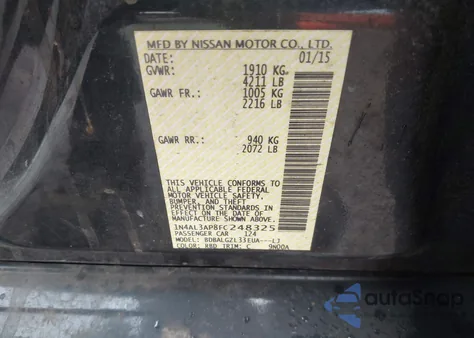 2015 Nissan Altima 2.5 S from USA, damaged, VIN 1N4AL3AP8FC248325